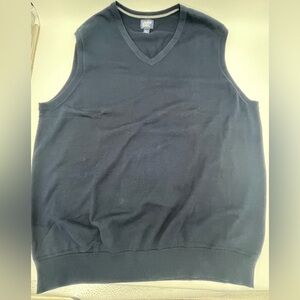 Lands' End Men's Navy Blue Sweater Vest XXL T (tall) cotton preppy dark academia